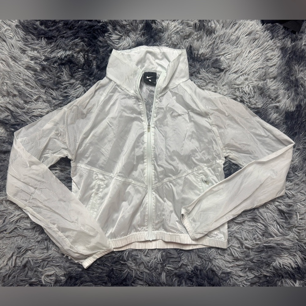 Nike White Cropped Rain Jacket